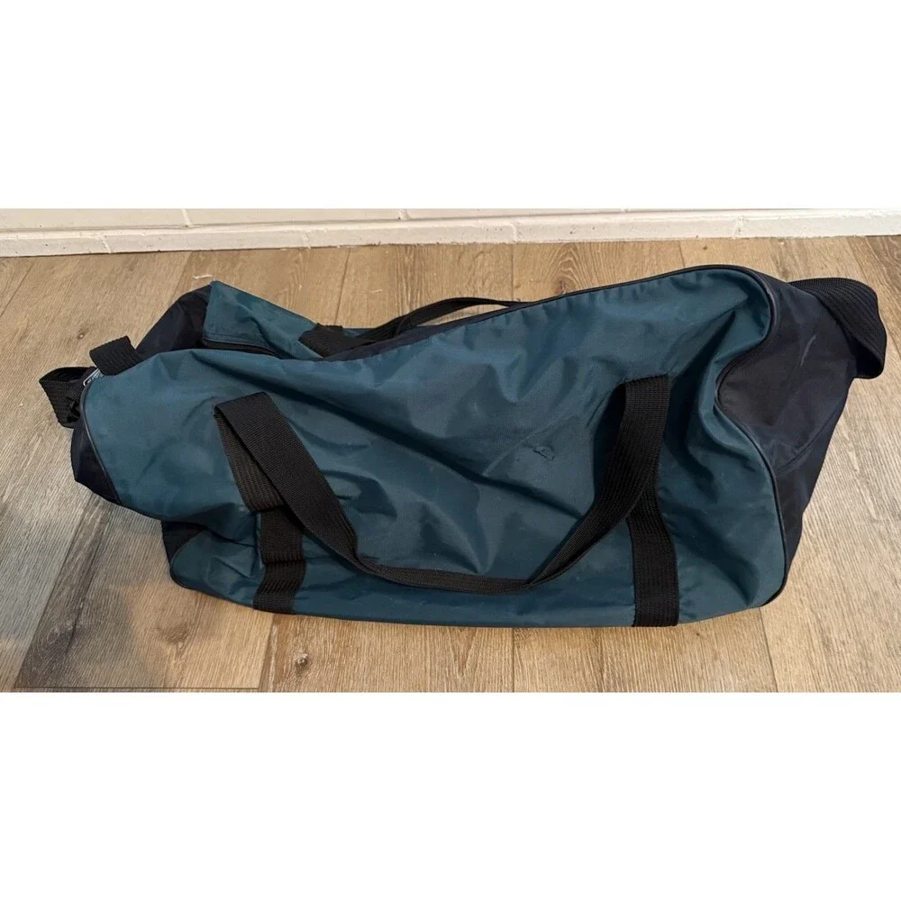 Vintage 90s Nike Large Green Canvas Swoosh Sports Duffle Bag